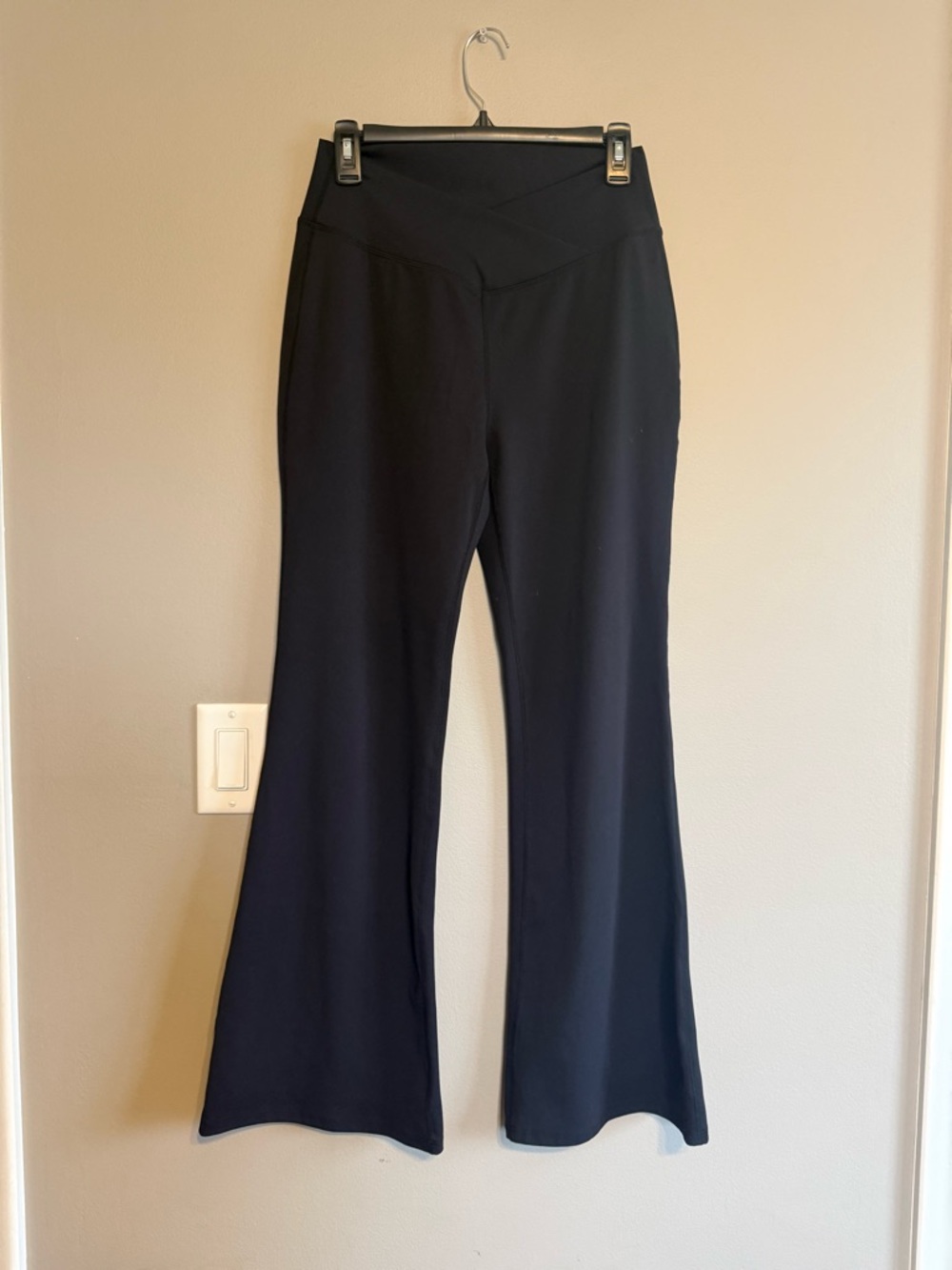 HALARA Black Flare Leggings with Crossover Waistband